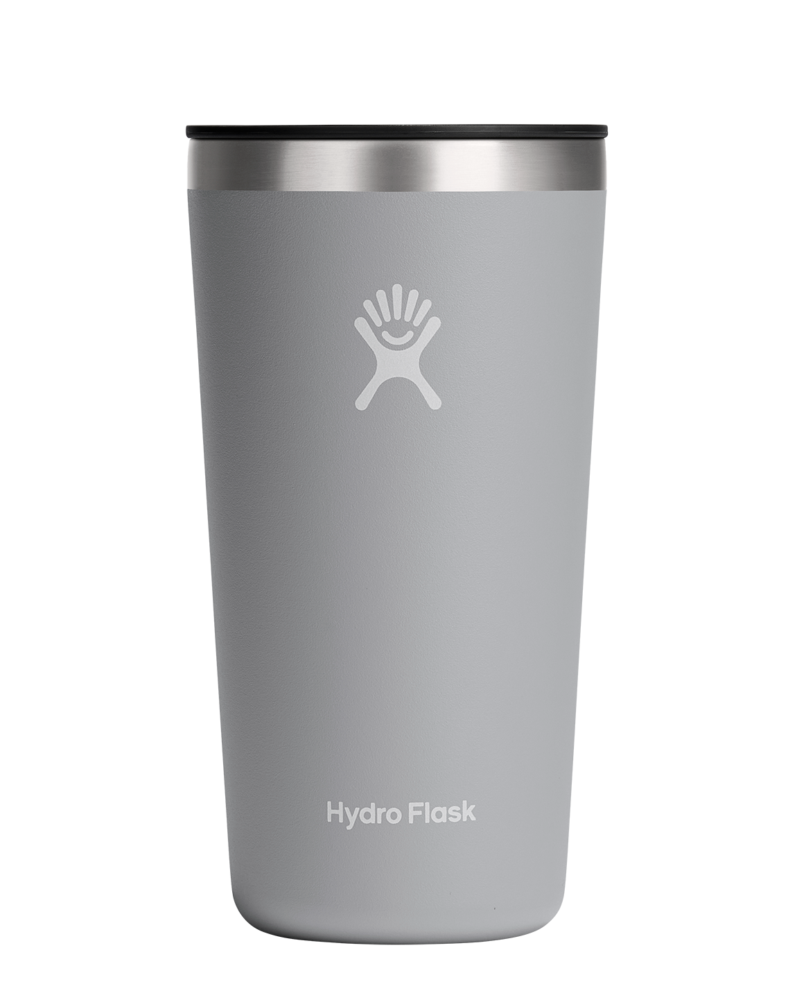 Hydro Flask All Around Insulated Tumbler in gray, perfect for keeping drinks hot or cold with a snug fit lid.